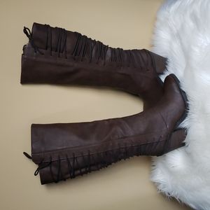 Mossimo Supply Co. Dark Brown Lace-Up Heeled Boots